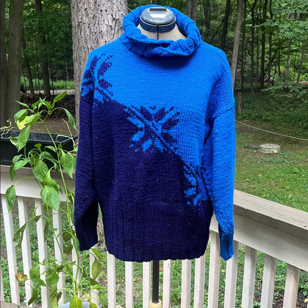 Vintage 90s Handmade Knit Sweater – Retro Cozy Pullover Unisex Size M/L